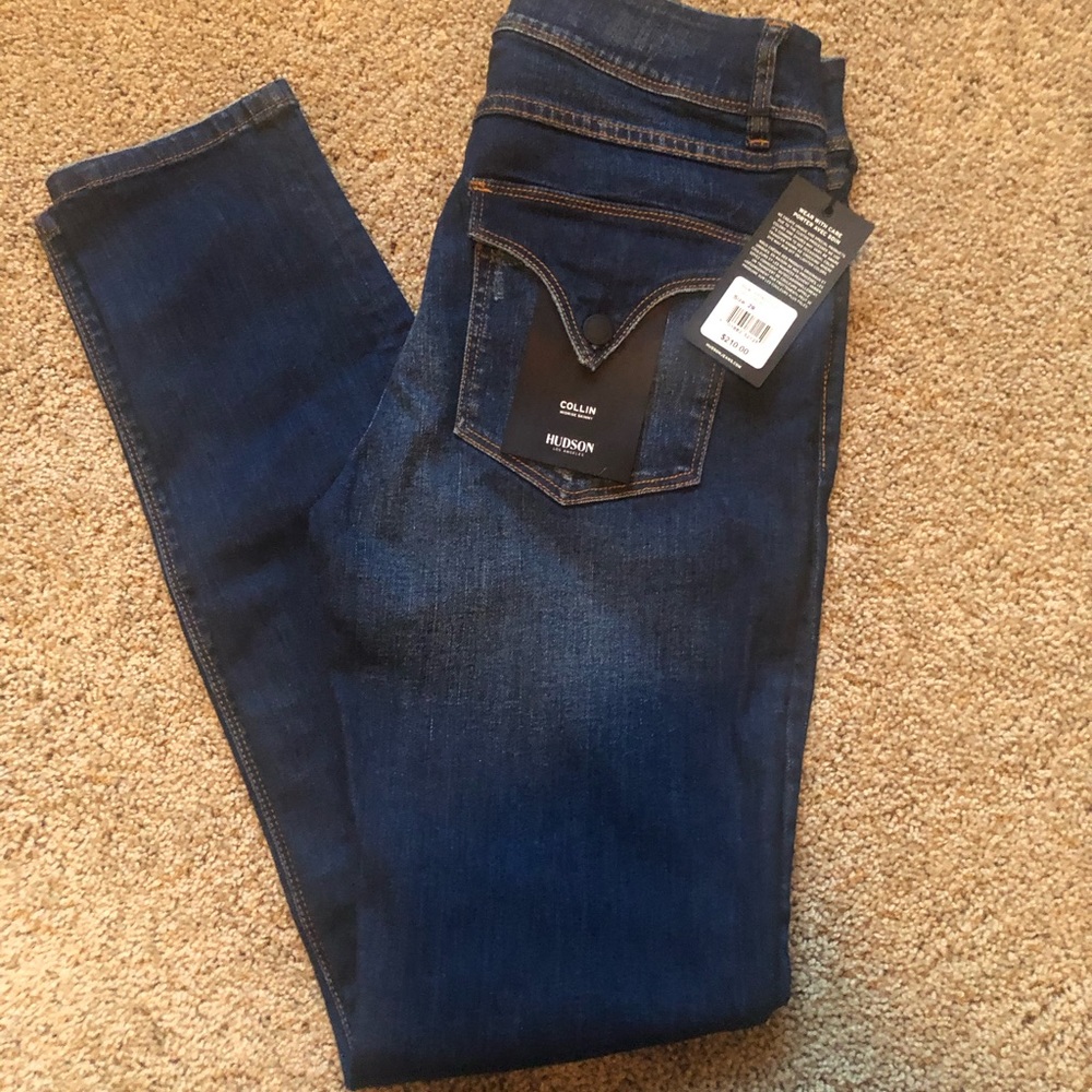 Hudson Collin Midrise Skinny Destructed Jeans